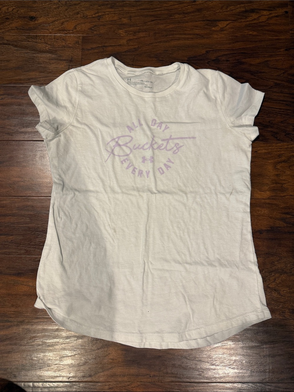 Under Armour White Tee with Lavender Graphic